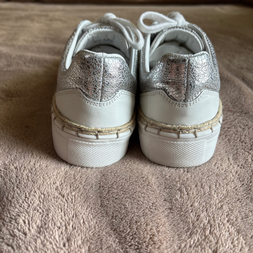 Free People Silver Metallic Leather Espadrille Platform Sneakers 0004783487 6 - Picture 6 of 8